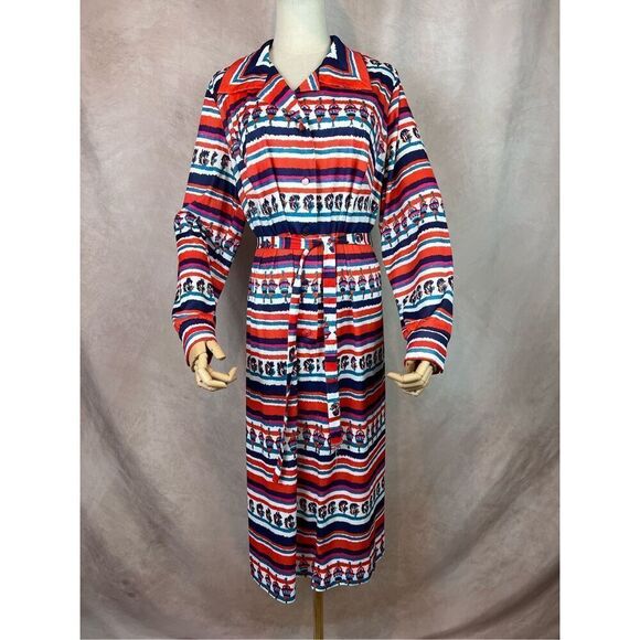Vintage 1970s Psychedelic Print Dress Plus Size XL Mod MCM Disco Groovy Retro - Picture 3 of 11